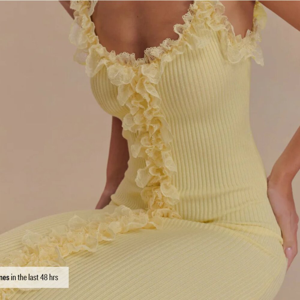 Meshki Yellow Ruffle Midi Dress - Picture 3 of 8
